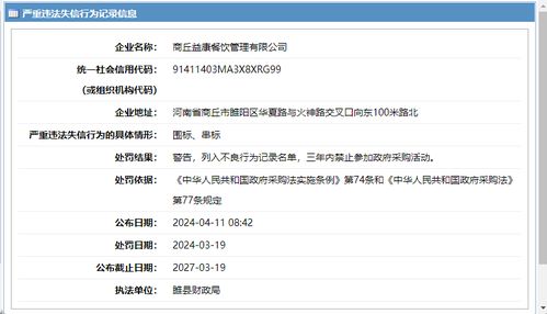 河南商丘三家餐饮企业围标 串标被列入不良行为记录名单,三年内禁止参加政府采购活动